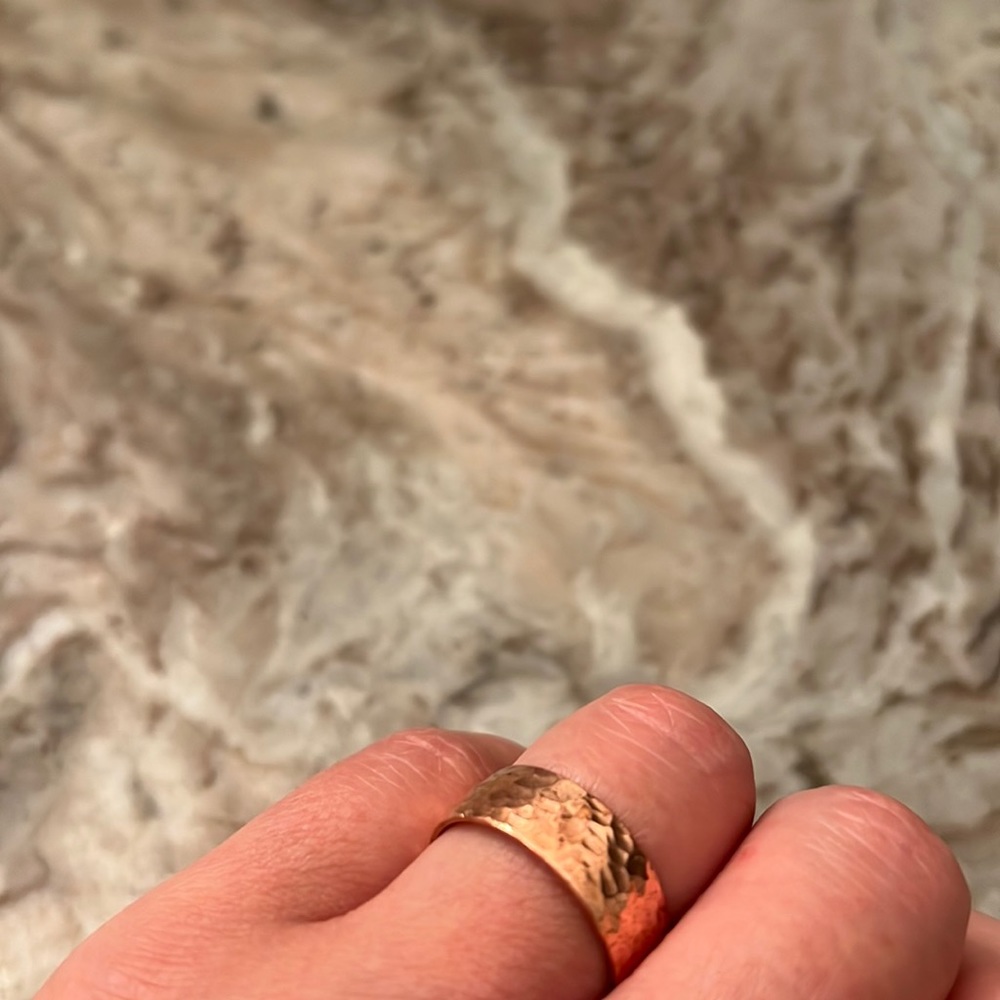 Hammered copper adjustable ring